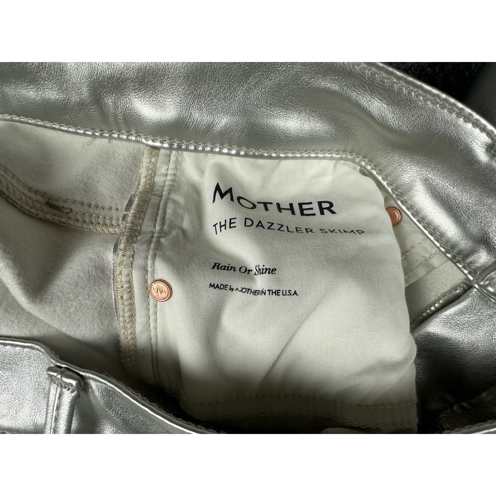 Mother Jeans 33 The Dazzler Skimp Rain Or Shine Silver High Rise Night Out Wow - Picture 6 of 10